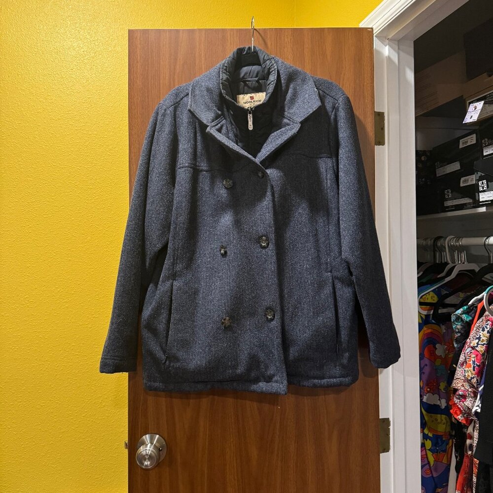 Denim Blue Woolrich Woman's Pea Coat Size XL